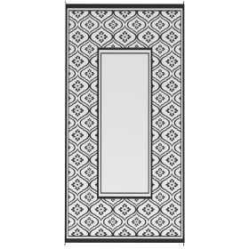 Reversible Outdoor Rug, Waterproof Plastic Straw With Carry Bag, 9 X 18, Black & White Gourd Border (Option: Black)
