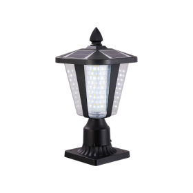 Solar Pillar Headlights With Dimmable LEDs 1-pack -Unavailable Platforms- Temu (Option: Black)